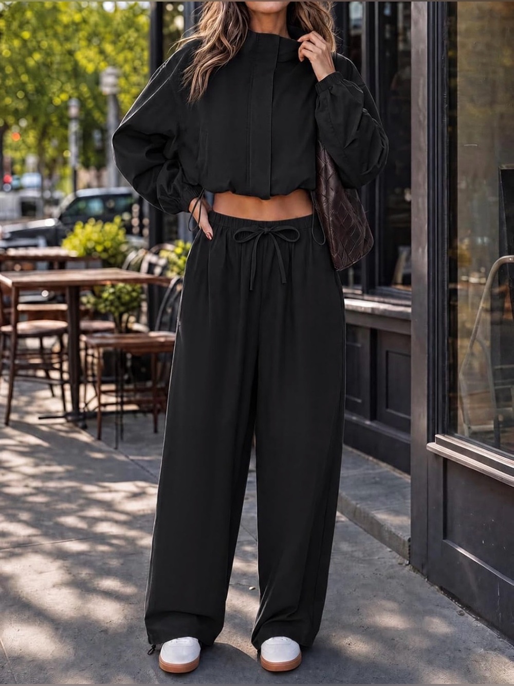 Cropped Jacket & Wide Leg Pants 2-Piece Set